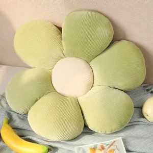 Coussin Rond Fleur Verte